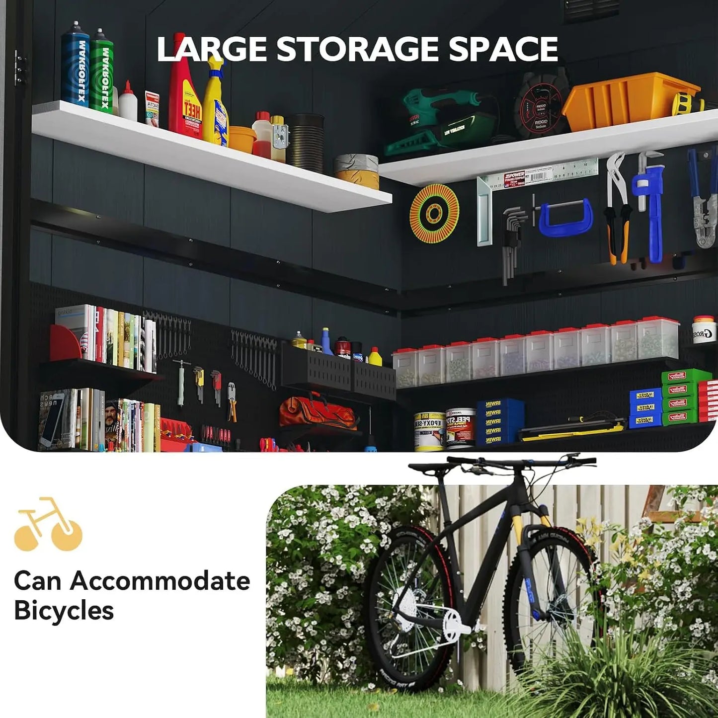 4x6ft Heavy Duty Resin Storage Shed, All Weather Plastic, Reinforced Floor & Magnetic Suction, Custom