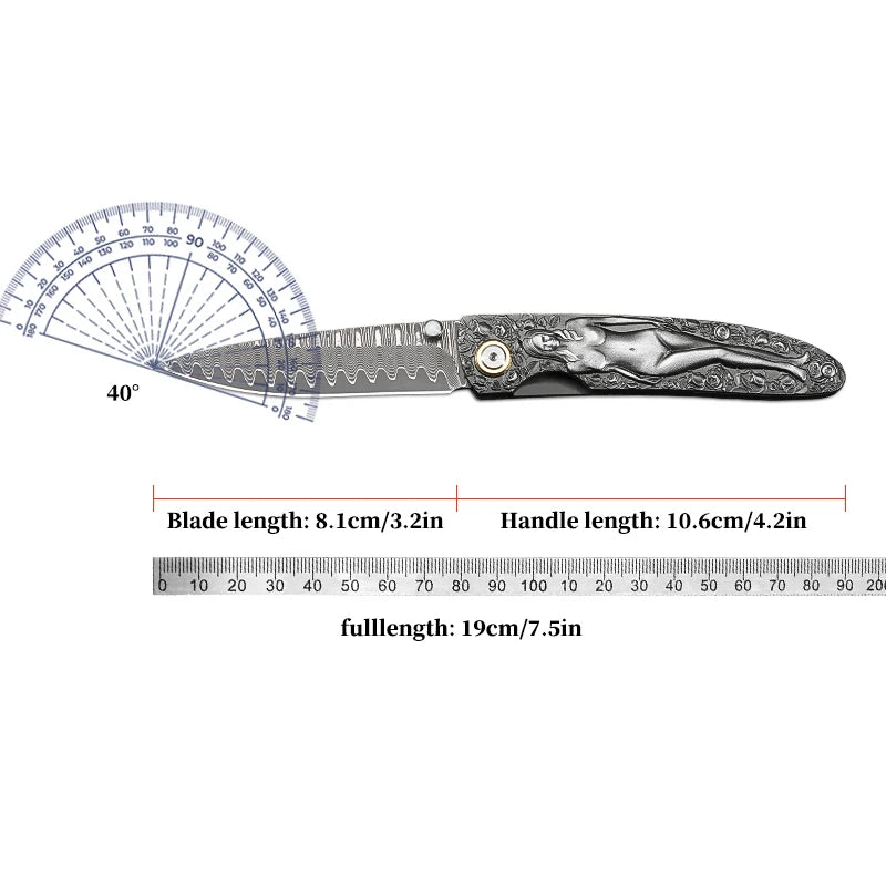 ALVELY Damascus Steel Folding Pocket Knife EDC Utility Knife
