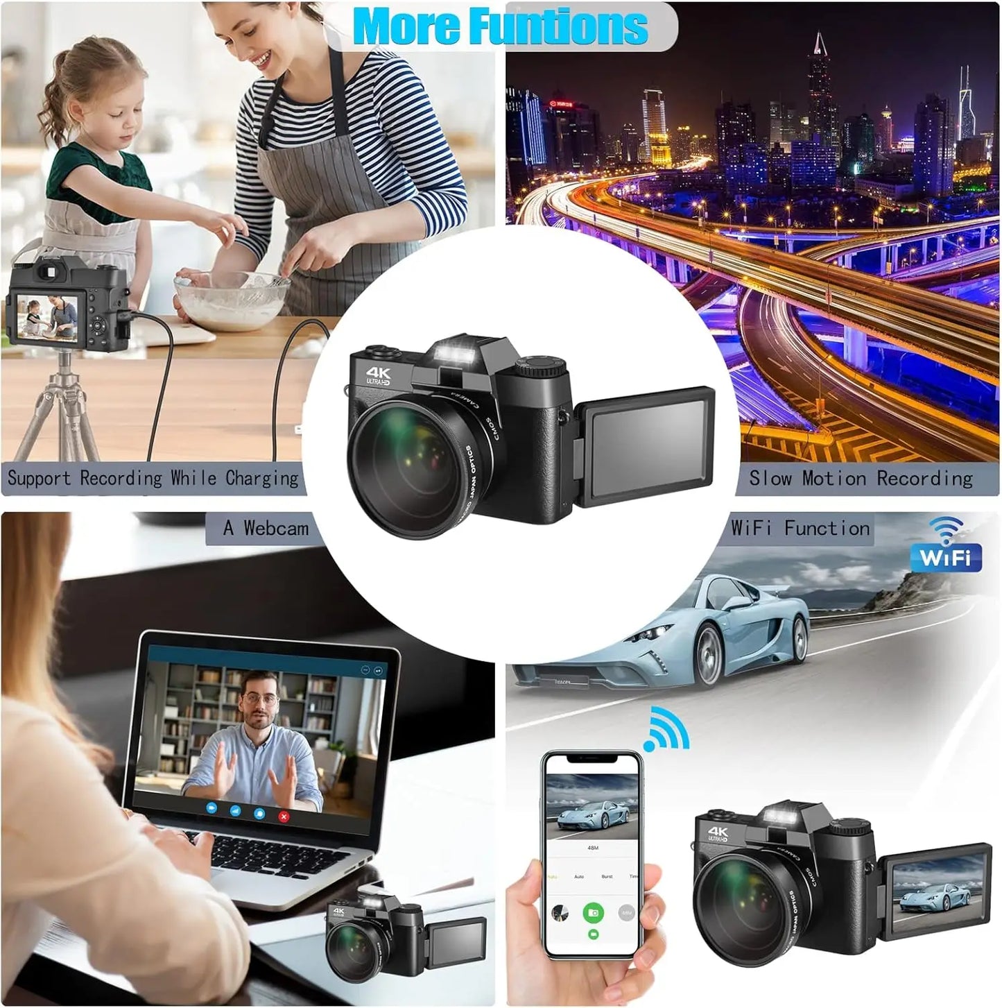 4K Digital Camera YouTube Vlogging Autofocus 16X 48MP