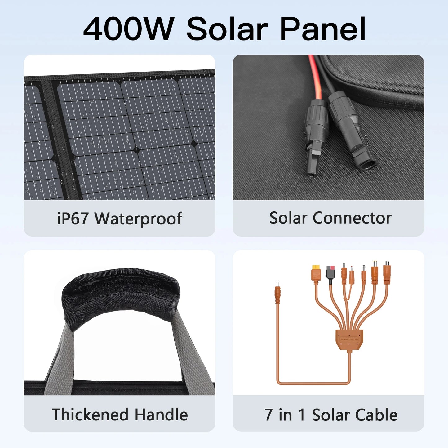 MHPOWOS 400W Portable Solar Panel Power Backup 31V Foldable Charger