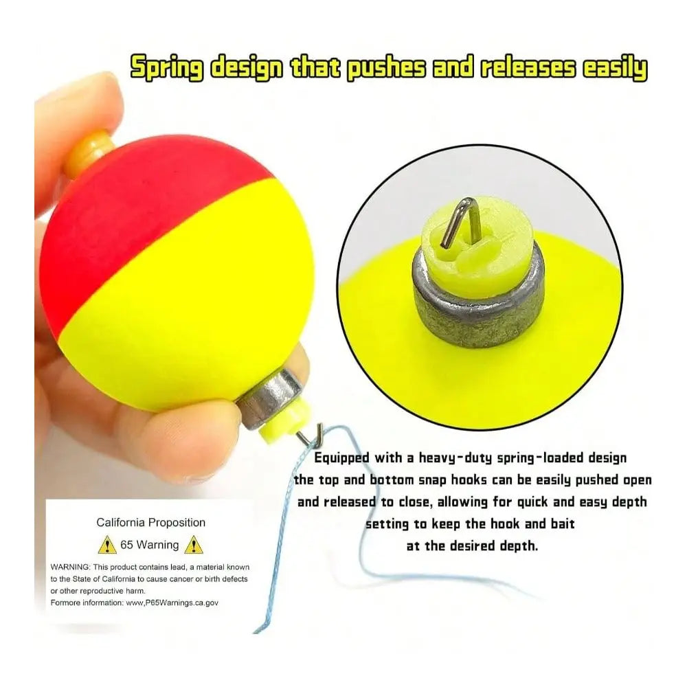 Weighted Fishing Bobbers Set Foam Floats With Push Button Spring