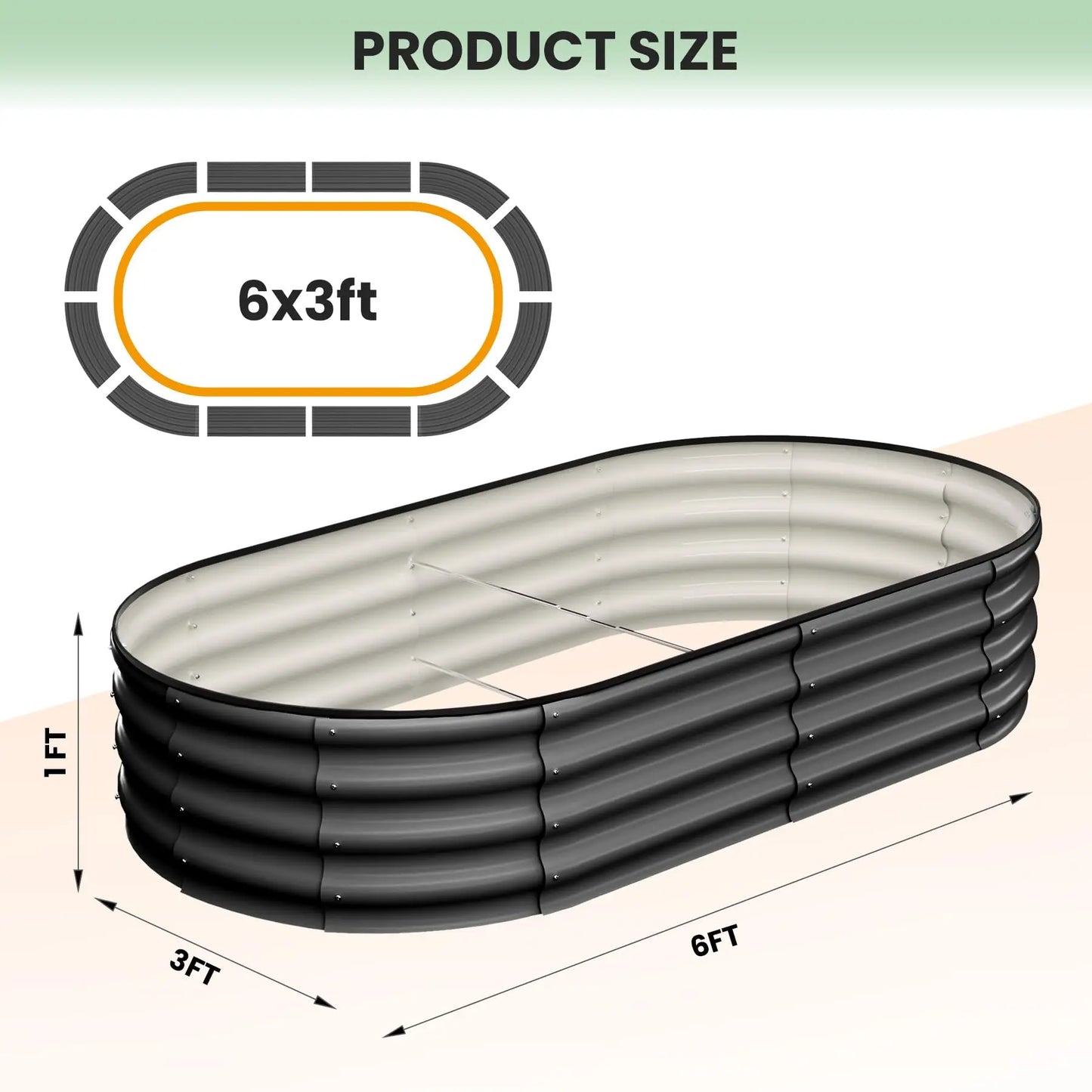 HiMISS 2 Pack Oval Galvanized Steel Raised Garden Beds