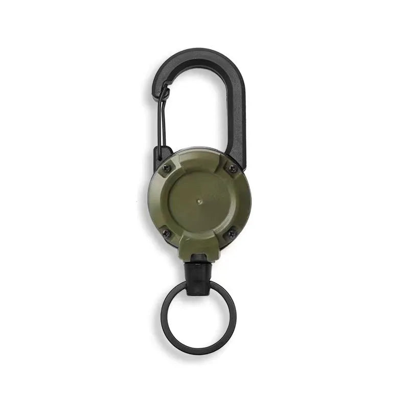 Retractable Heavy Duty Carabiner With Steel Wire Rope Buckle Keyring