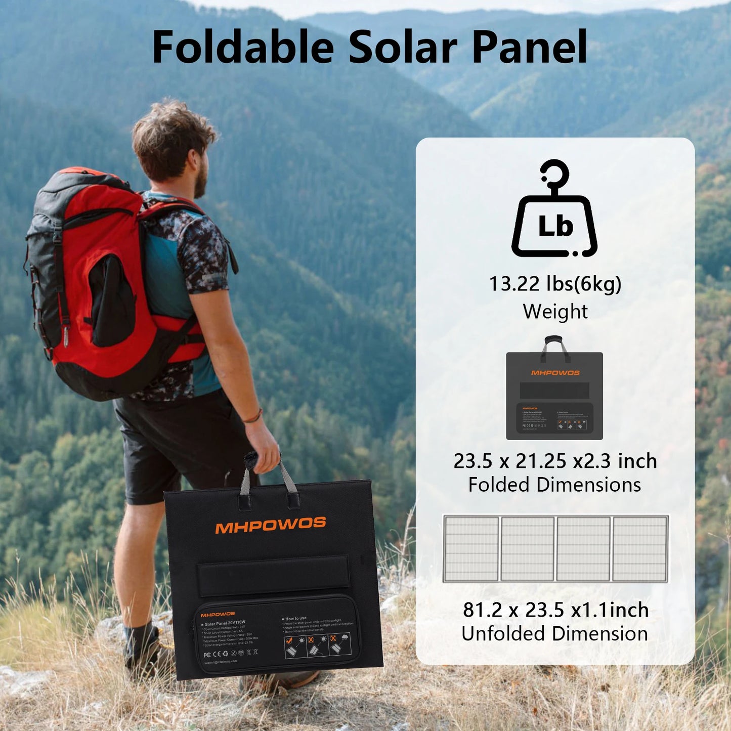 MHPOWOS Portable 220W Foldable Solar Charger For Power Stations