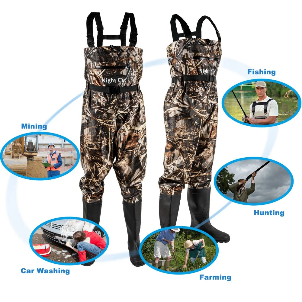 Night Cat Unisex Breathable Waterproof Chest Waders With Bootfoot Belt