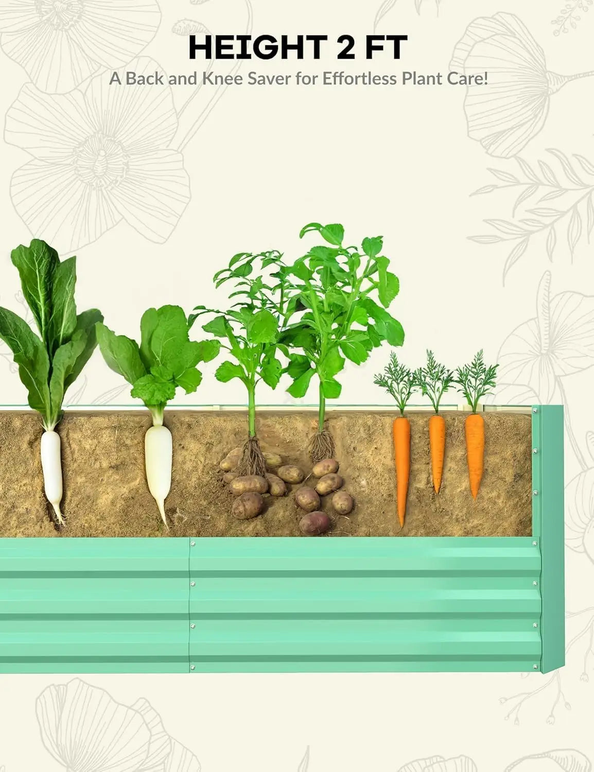 HiMISS Galvanized Steel Raised Garden Bed Planter Box For Outdoor Plants