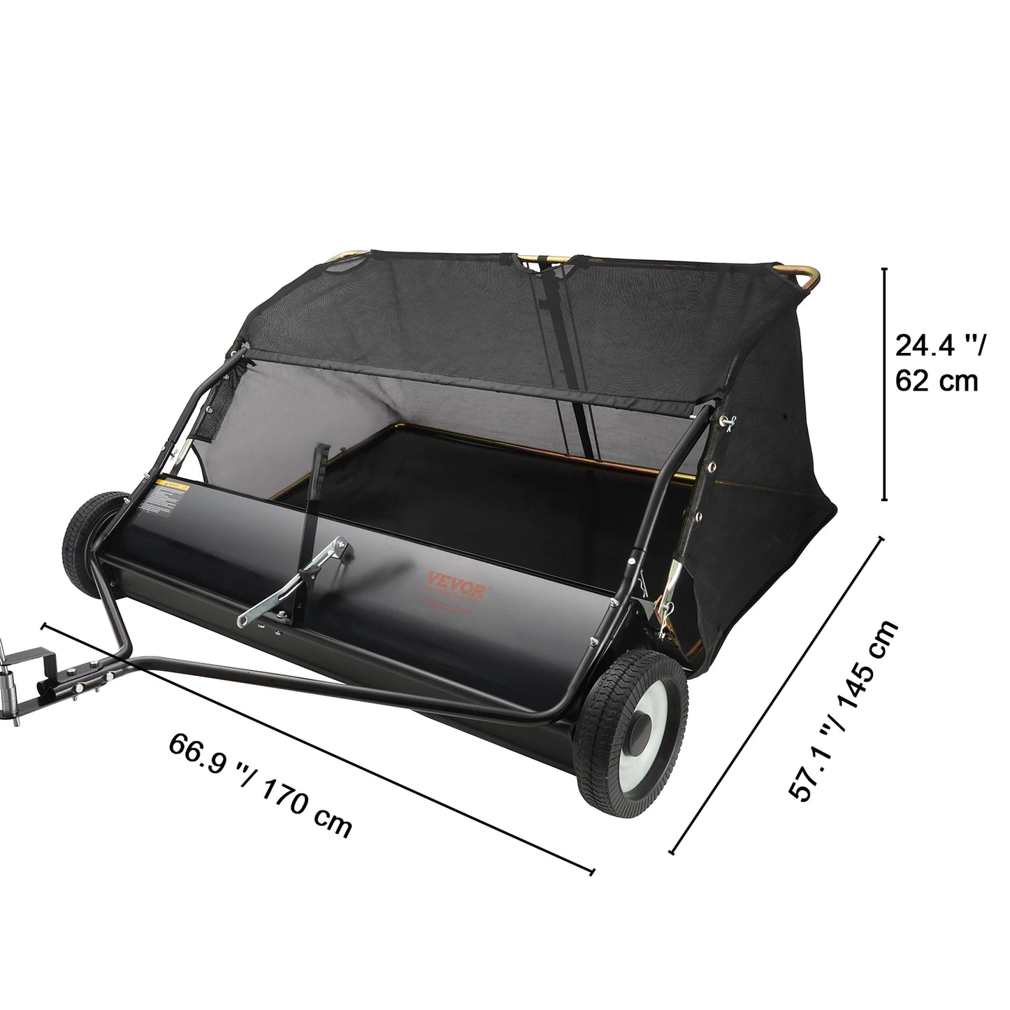 SucceBuy Tow Behind Lawn 21/26/44/50in Sweeper Large Capacity Heavy Duty Leaf & Grass Collector with Adjustable Sweeping Lawn