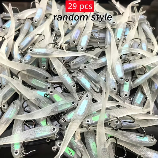 Soft Bait Fishing Set 29 Pcs With Hooks Saltwater Freshwater