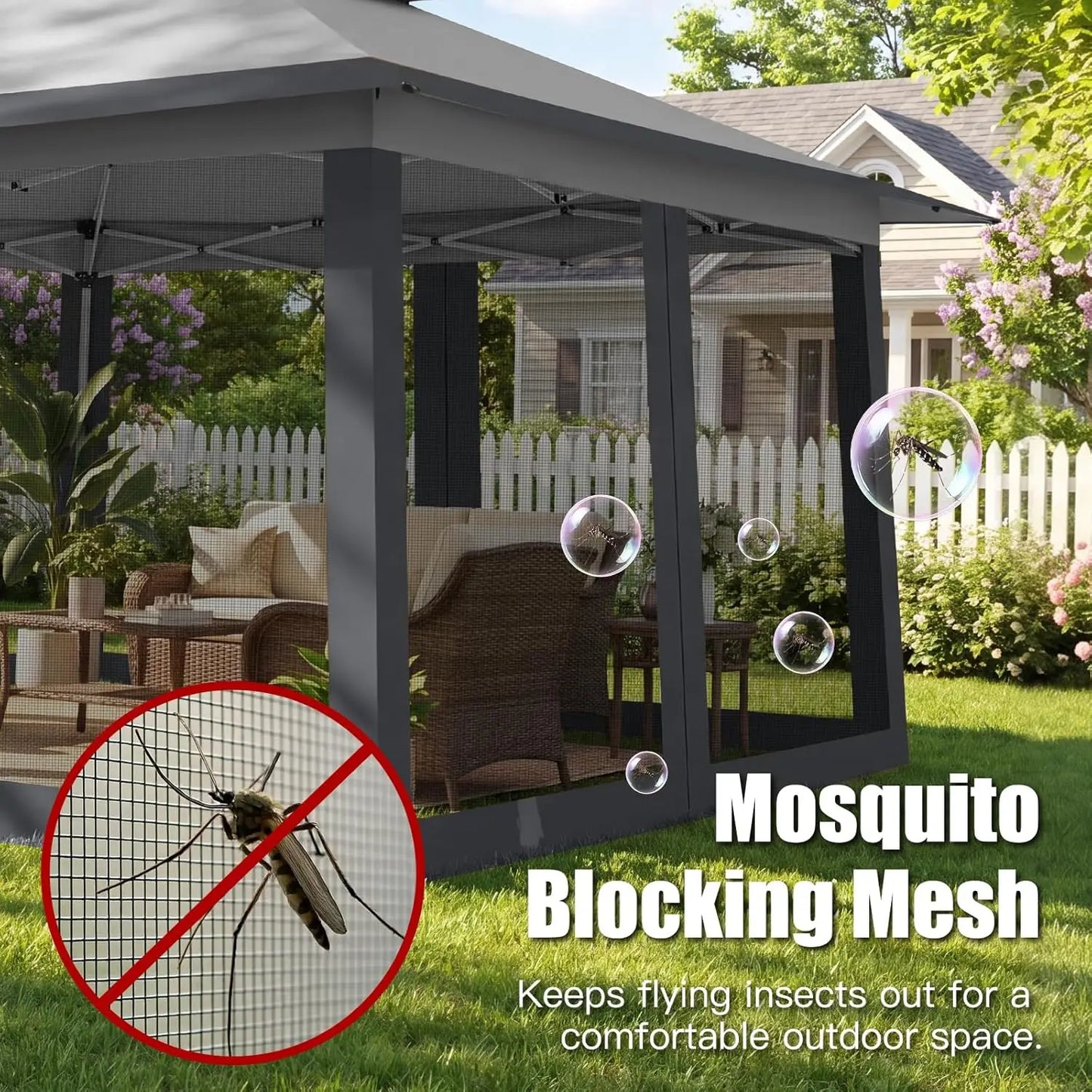 12x20ft Pop Up Canopy Tent Pavilion With Mosquito Netting Outdoor Screened Gazebo Shelter For Patio And Backyard Commercial Party Tent With Mesh Wall
