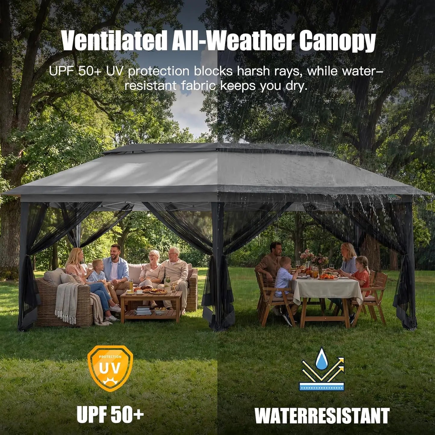 12x20ft Pop Up Canopy Tent Pavilion With Mosquito Netting Outdoor Screened Gazebo Shelter For Patio And Backyard Commercial Party Tent With Mesh Wall