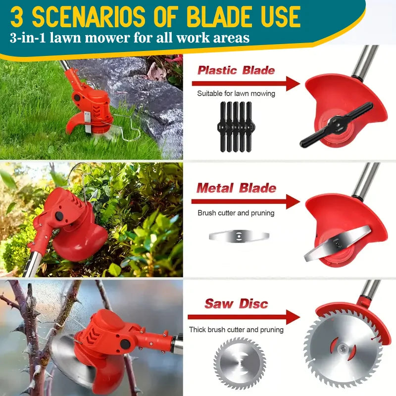 Cordless Lawn Mower and Trimmer for Courtyards and Gardens