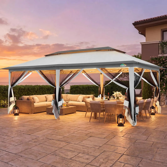 12x20ft Pop Up Canopy Tent Pavilion With Mosquito Netting Outdoor Screened Gazebo Shelter For Patio And Backyard Commercial Party Tent With Mesh Wall