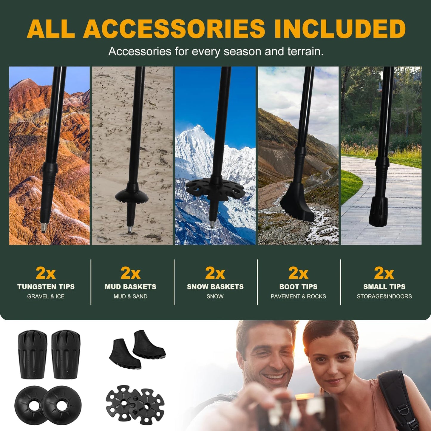Ultralight Five-Section Aluminum Trekking Pole for Hiking Mountaineering