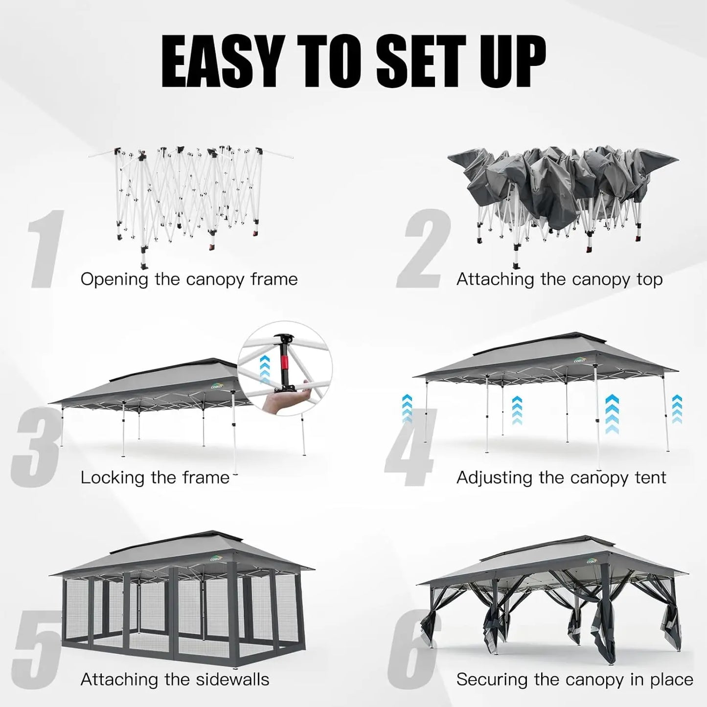 12x20ft Pop Up Canopy Tent Pavilion With Mosquito Netting Outdoor Screened Gazebo Shelter For Patio And Backyard Commercial Party Tent With Mesh Wall