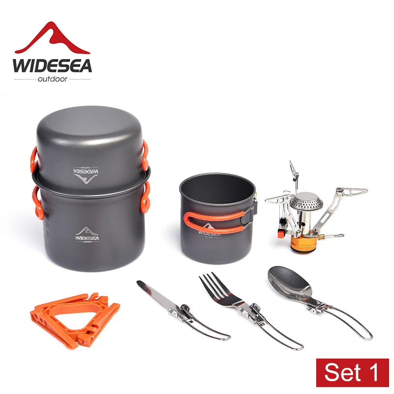 Widesea Camping Cookware Set 3 Person Portable Pot Cup
