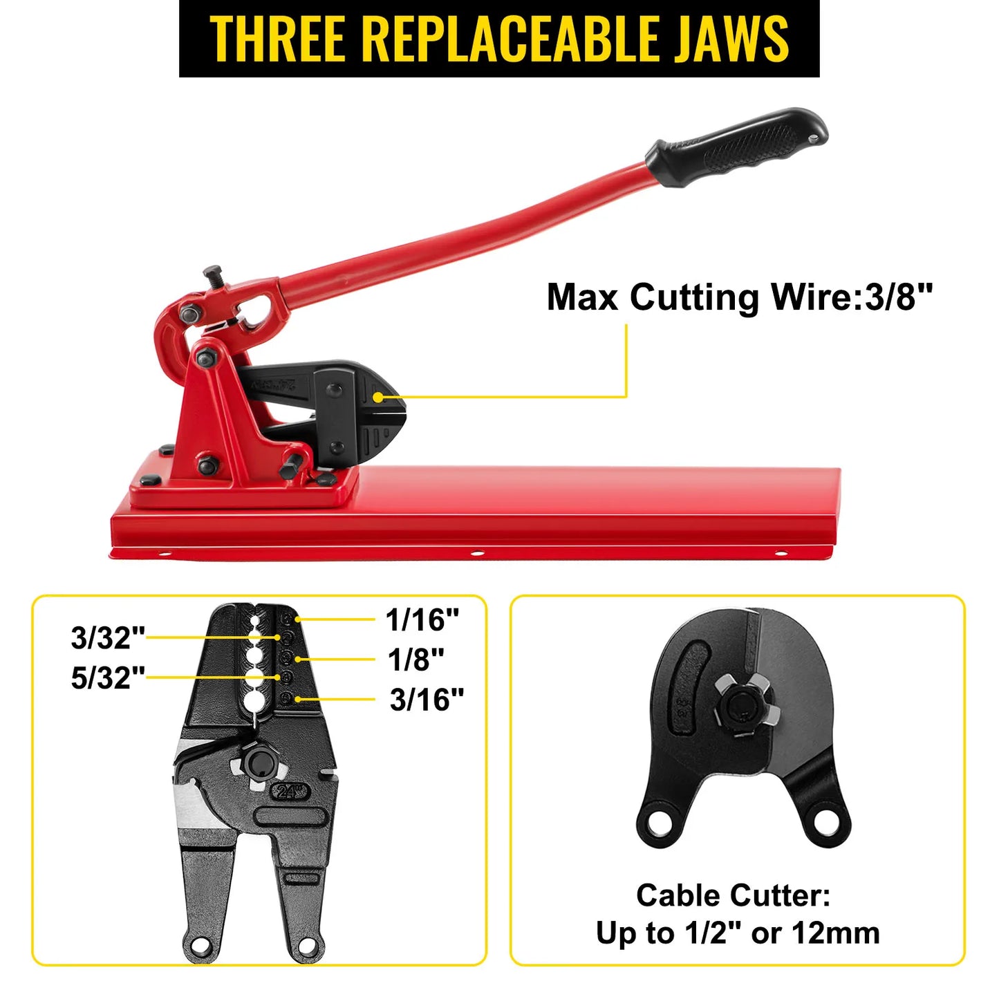SucceBuy Hand Swager Tool Wire Rope Crimping Cutter Kit
