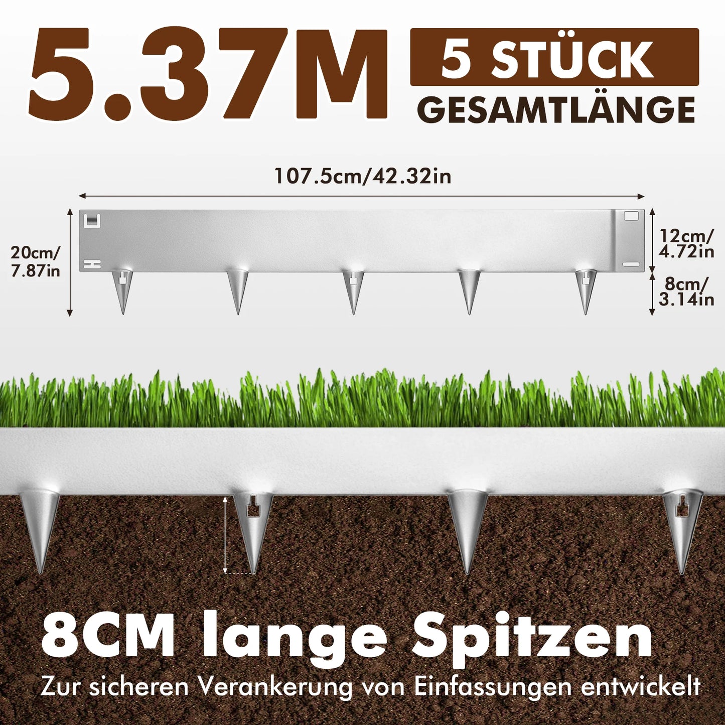Garden Edging Steel Lawn Border No Dig Bendable Pathway Edger