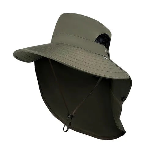 Unisex Quick Dry Mesh Safari Sun Hat With Neck Flap