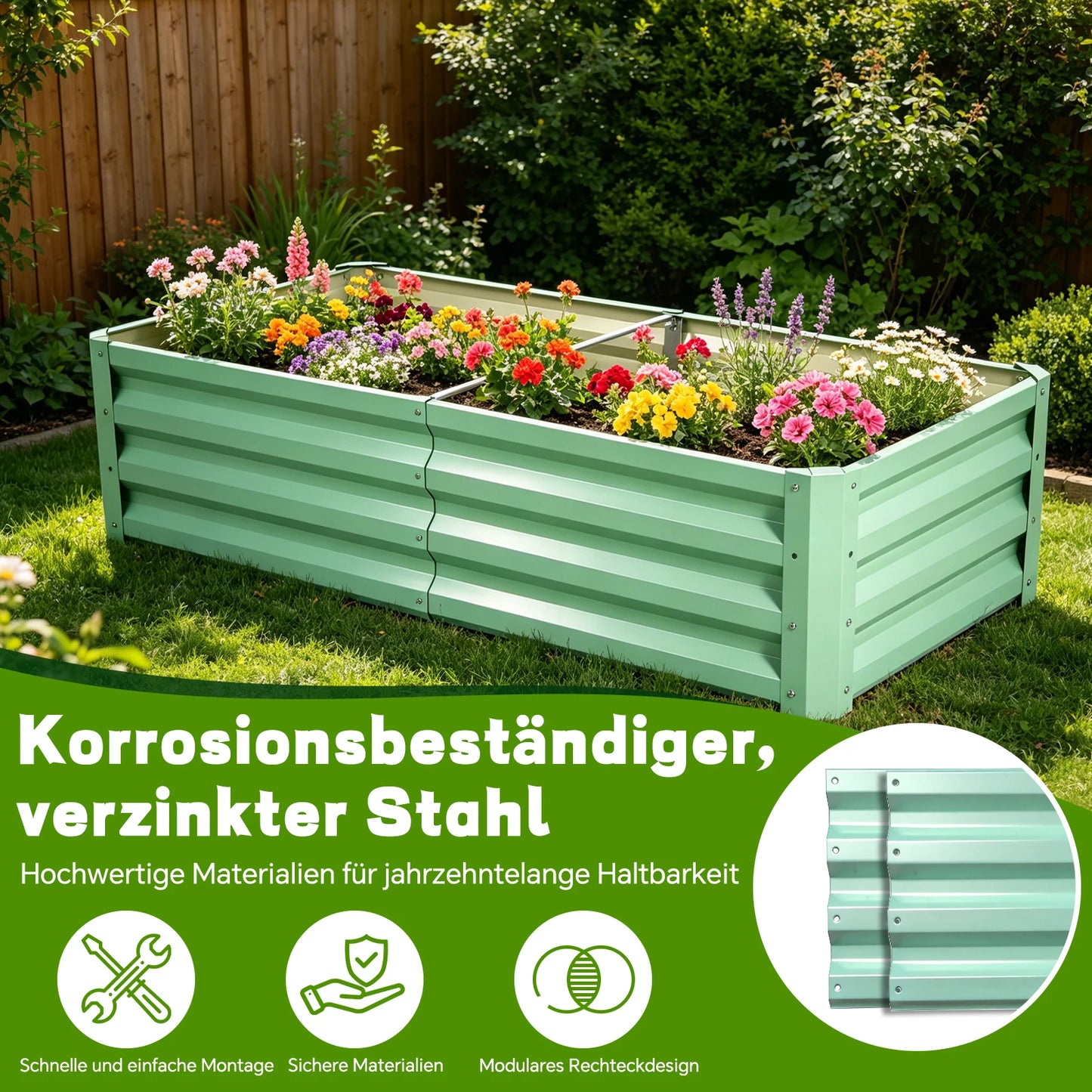 Galvanized Raised Garden Bed Metal Planter For Outdoor Plants