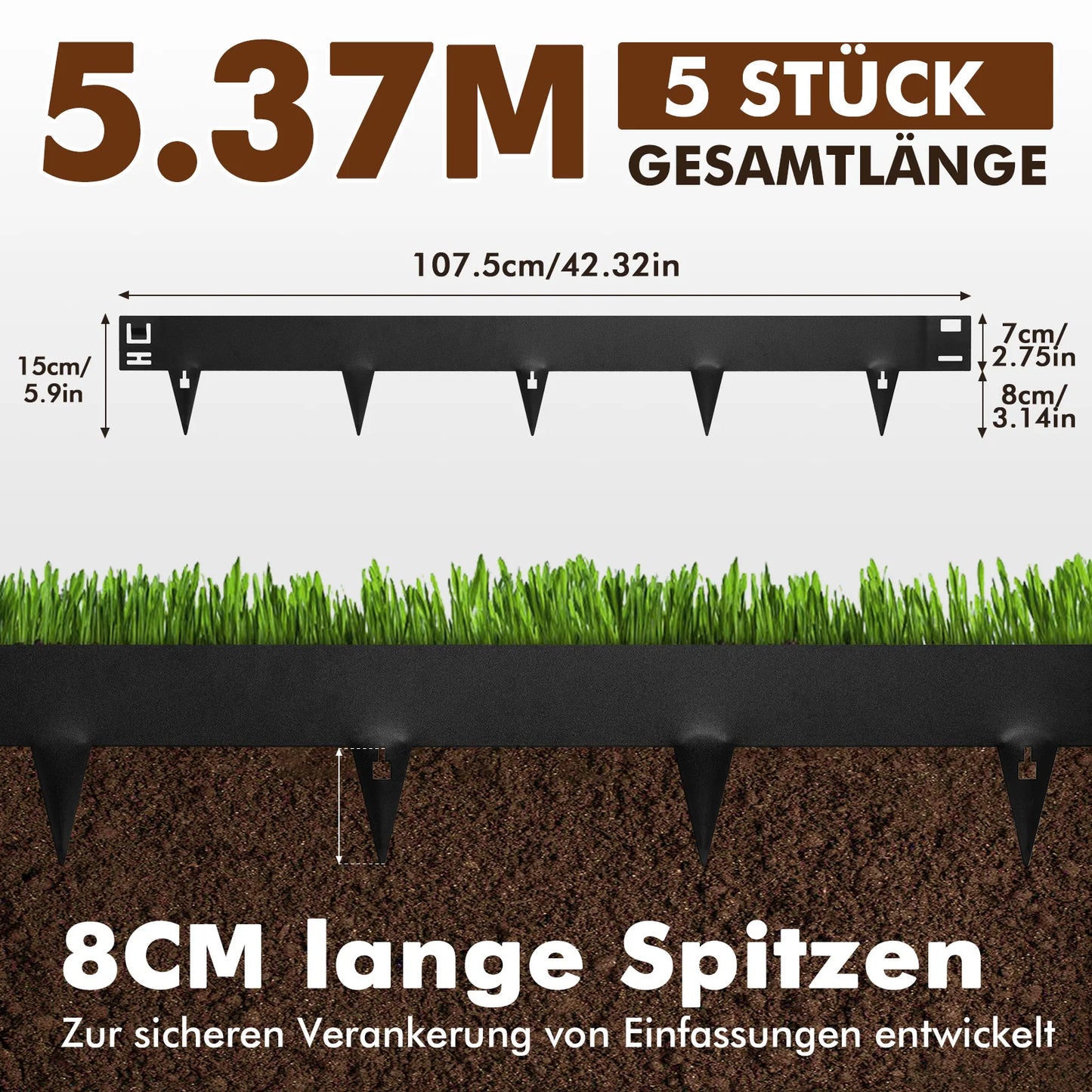 Garden Edging Steel Lawn Border No Dig Bendable Pathway Edger