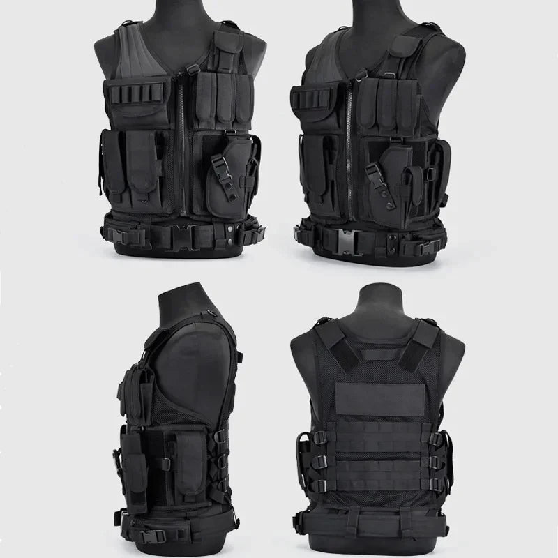 Tactical Molle Vest Adjustable Combat Body Armor For Airsoft