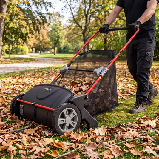 HiMISS Push Lawn Sweeper With Large Hopper And Four Brushes