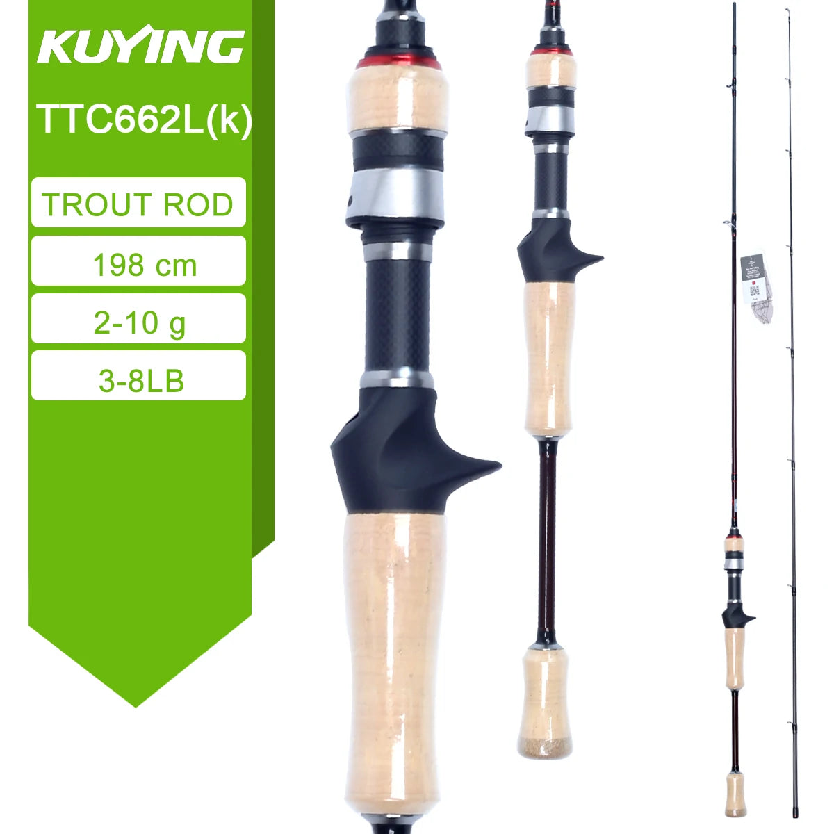 Kuying Teton Spinning Casting Rod BFS Pole Carbon 0.8-8g 1-8lb Fuji Parts
