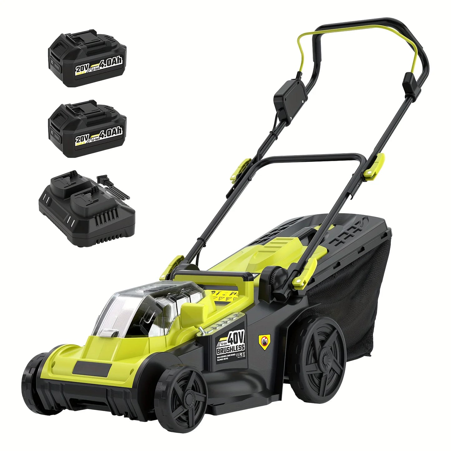 40V Cordless Lawn Mower With 11.89 Gallon Grass Collection Bag
