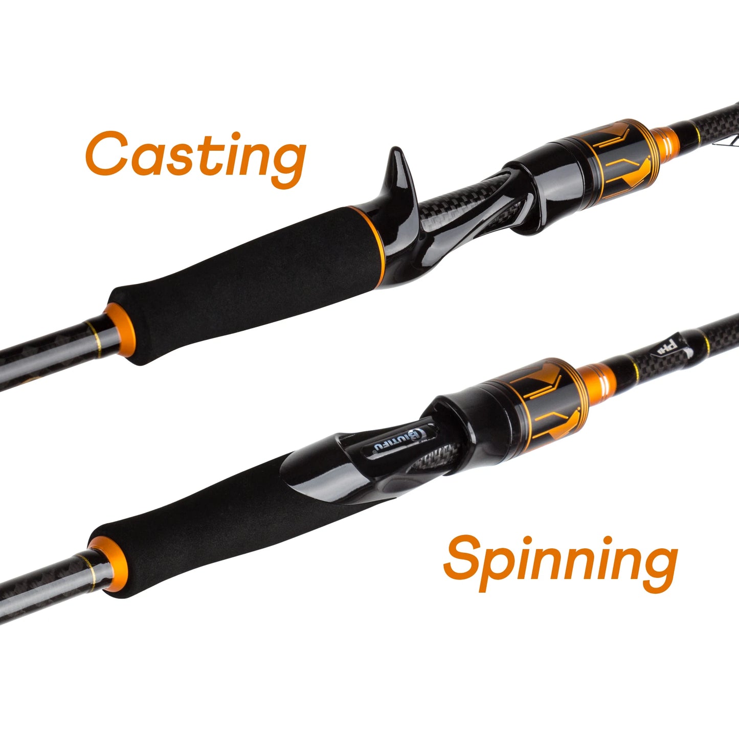 BIUTIFU Spinning Casting Fuji Guide 2 Section Carbon Baitcasting Rod 7 To 80g