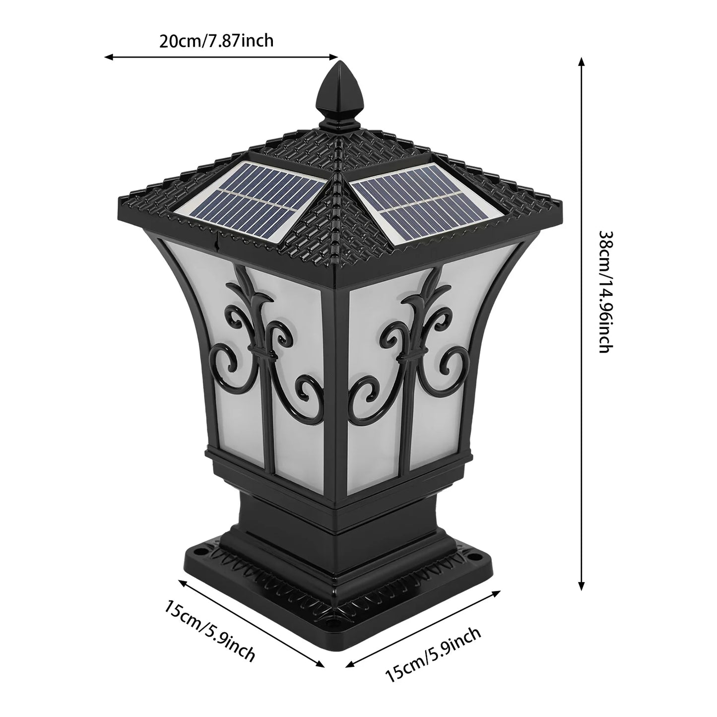 Outdoor Solar Post Light With Remote Control IP44 Water Resistant