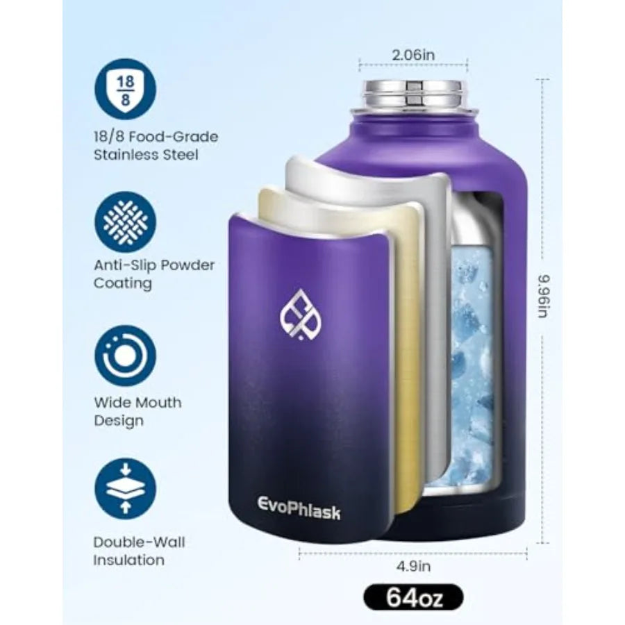 Insulated Vacuum Stainless Steel Water Bottle Keeps Cold 48 Hours