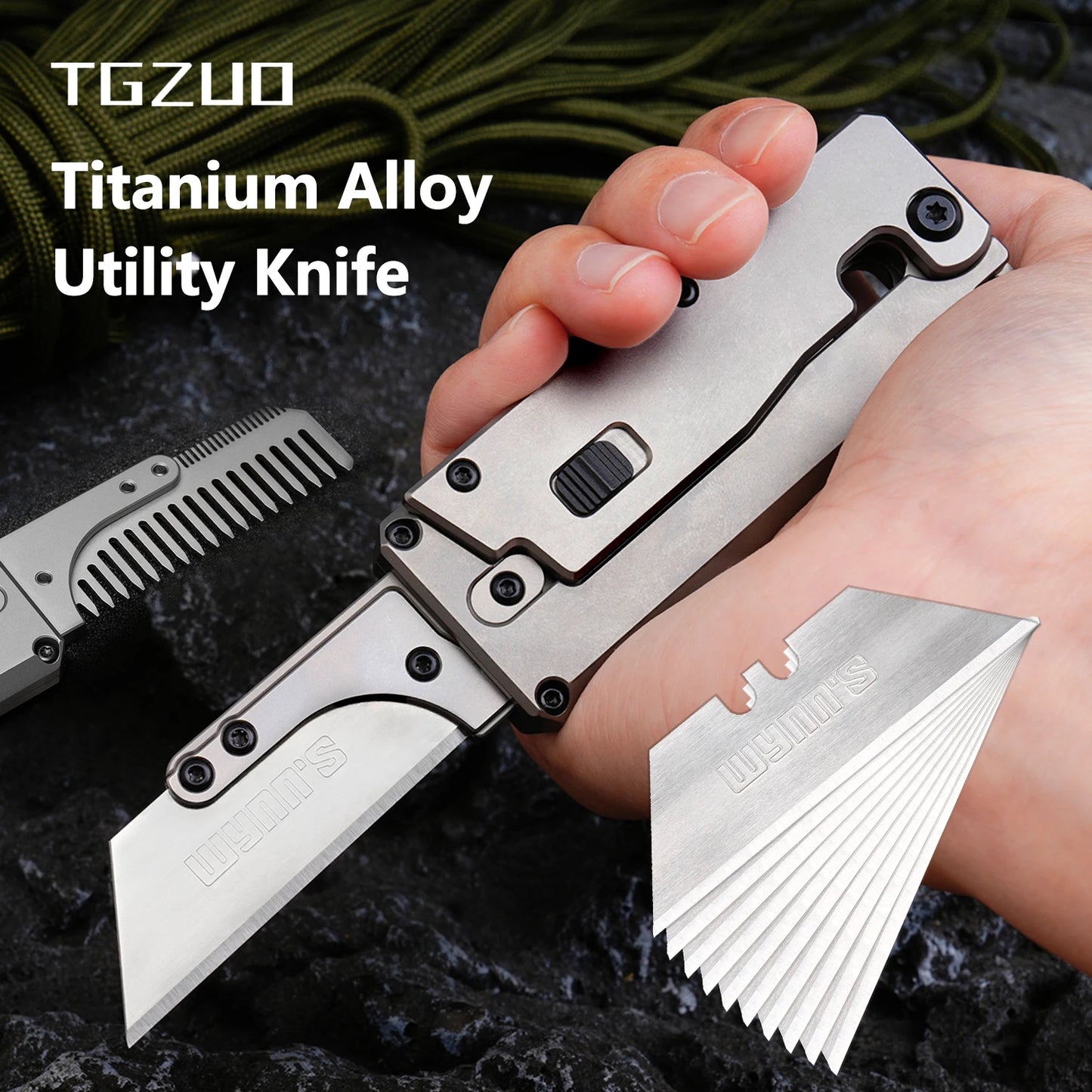 TGZUO Titanium Utility Knife Dual Purpose EDC Camping Tool