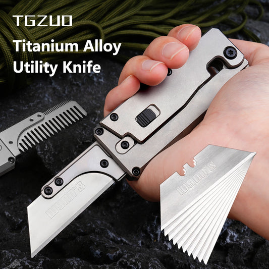 TGZUO Titanium Utility Knife Dual Purpose EDC Camping Tool