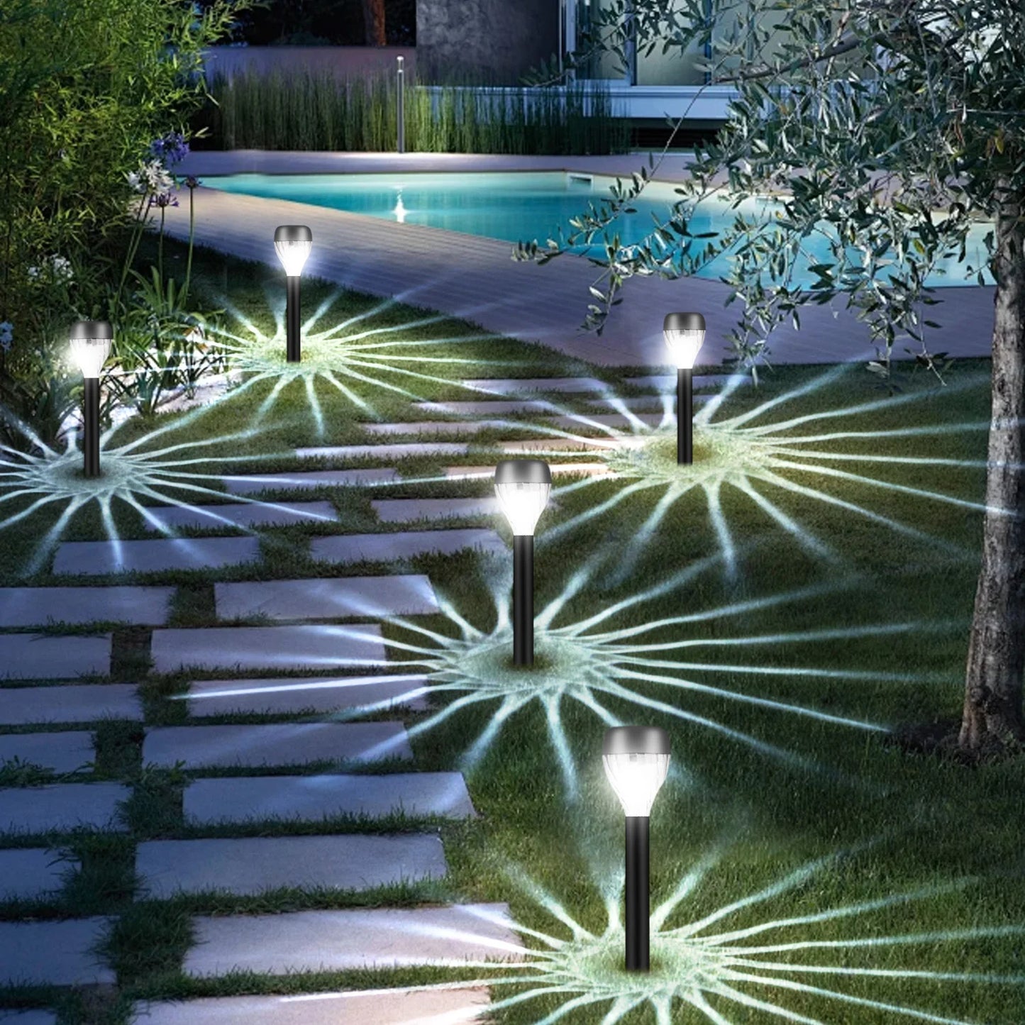 12Pcs Solar Lawn Lights with Oval Light and Shadow Design, Outdoor Decorative Lighting - Perfect for Yard, Lawn, Pathway, Deck, Driveway, Garden, and Holiday Party Decorations, Landscape Lights