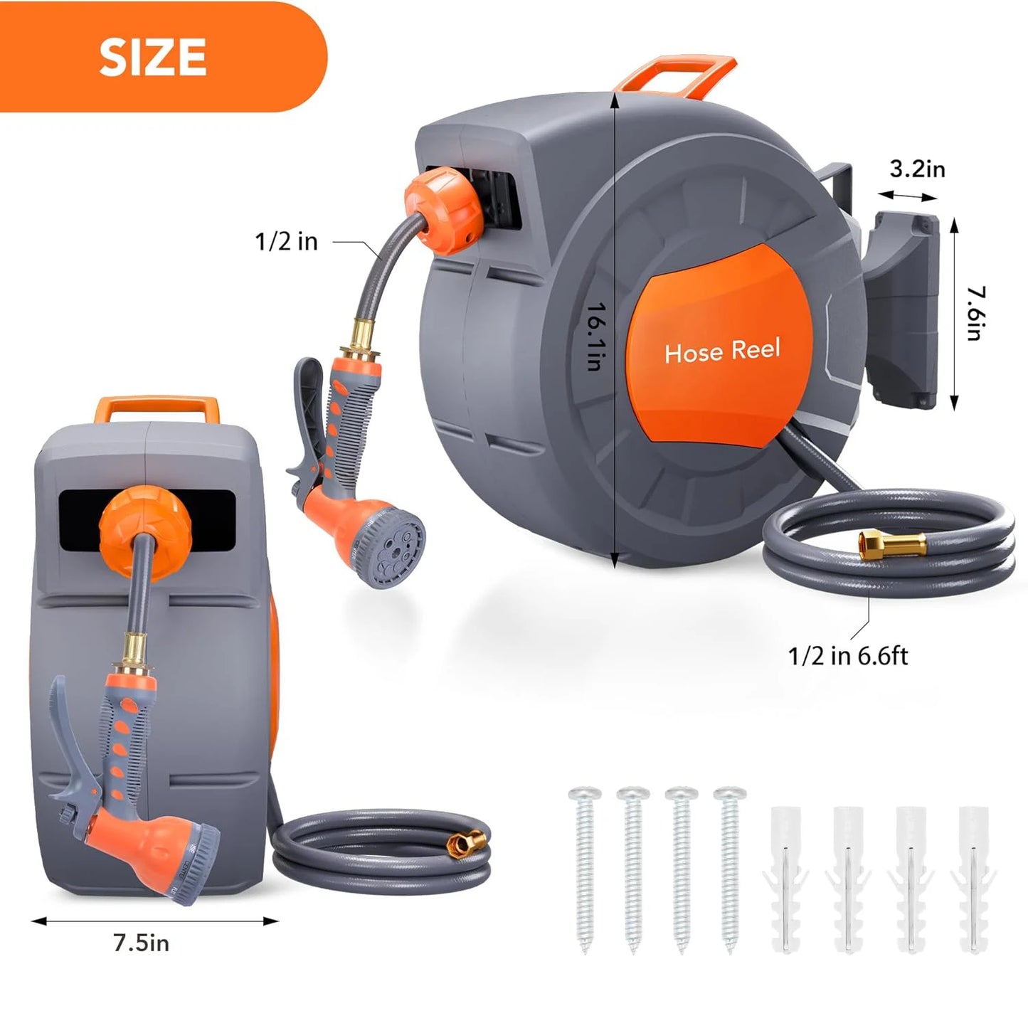 TWISTER.CK Retractable Garden Hose Reel With Nine Function Sprayer