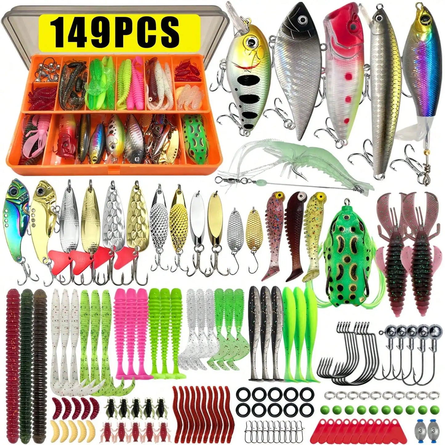 Multi Size Mixed Fishing Lure Set With Tackle Box Kit