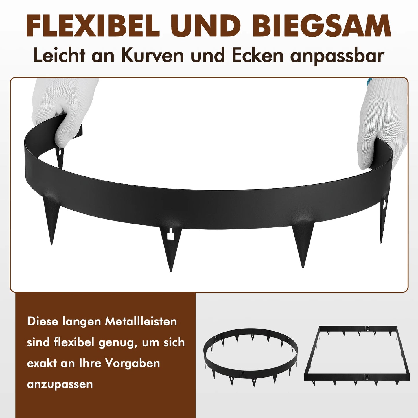 Garden Edging Steel Lawn Border No Dig Bendable Pathway Edger