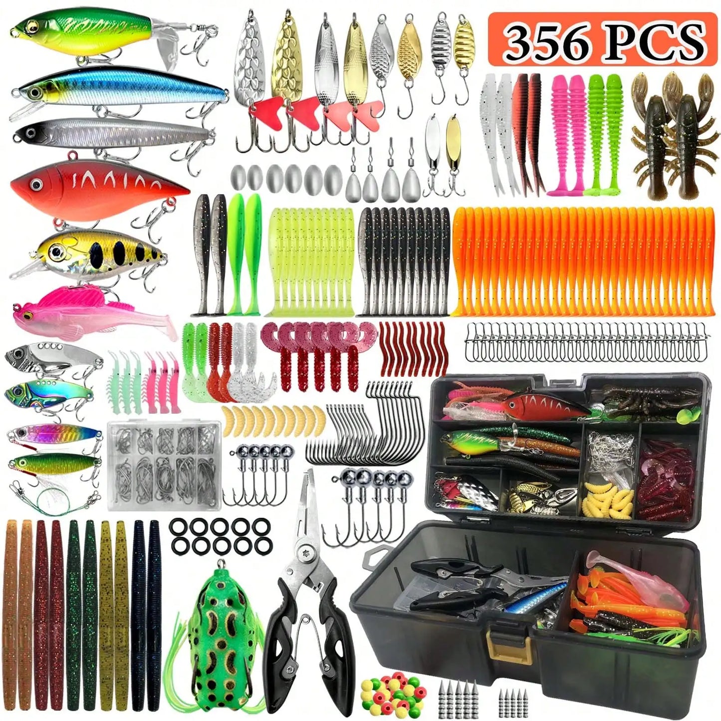 Multi Size Mixed Fishing Lure Set With Tackle Box Kit
