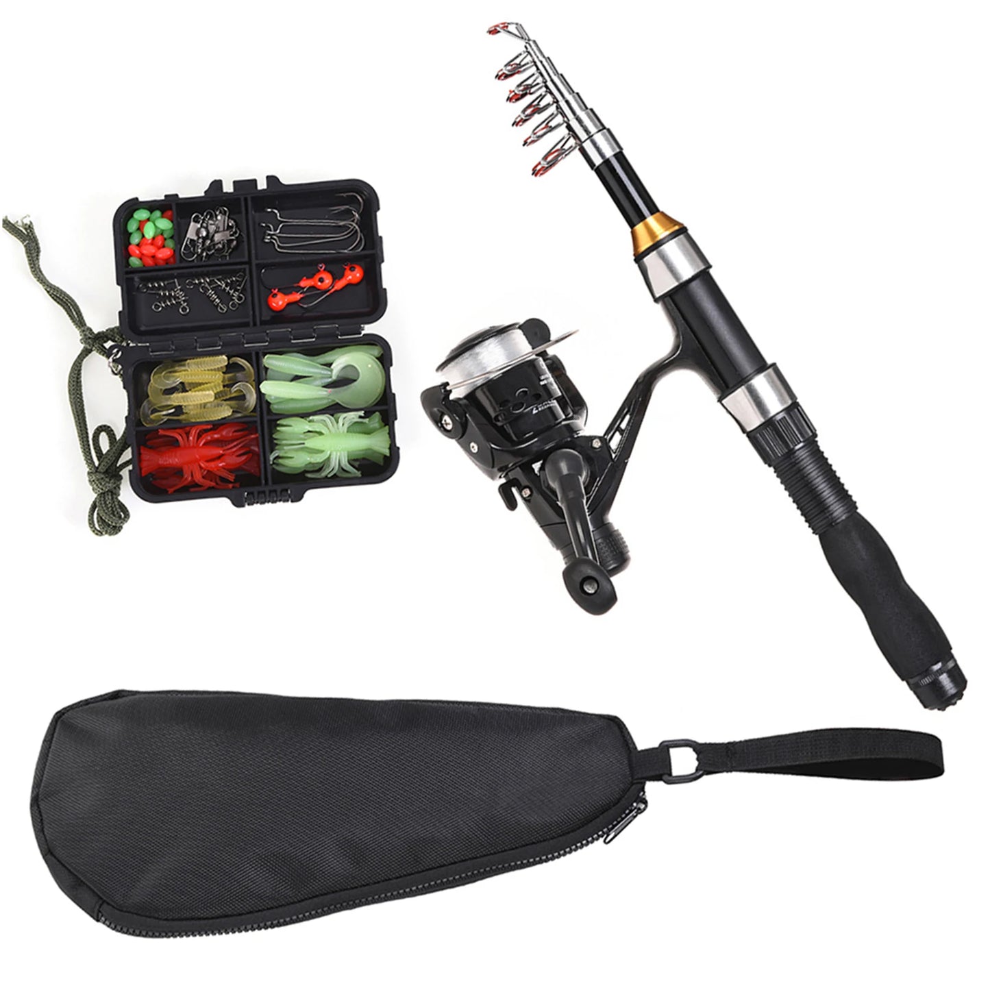 Telescopic Fishing Rod And Spinning Reel Combo With Storage Bag
