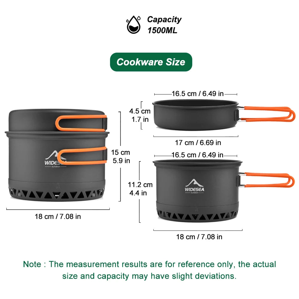 Widesea Outdoor Camping Cookware Set Pots Kettle Coffee Cups Tableware