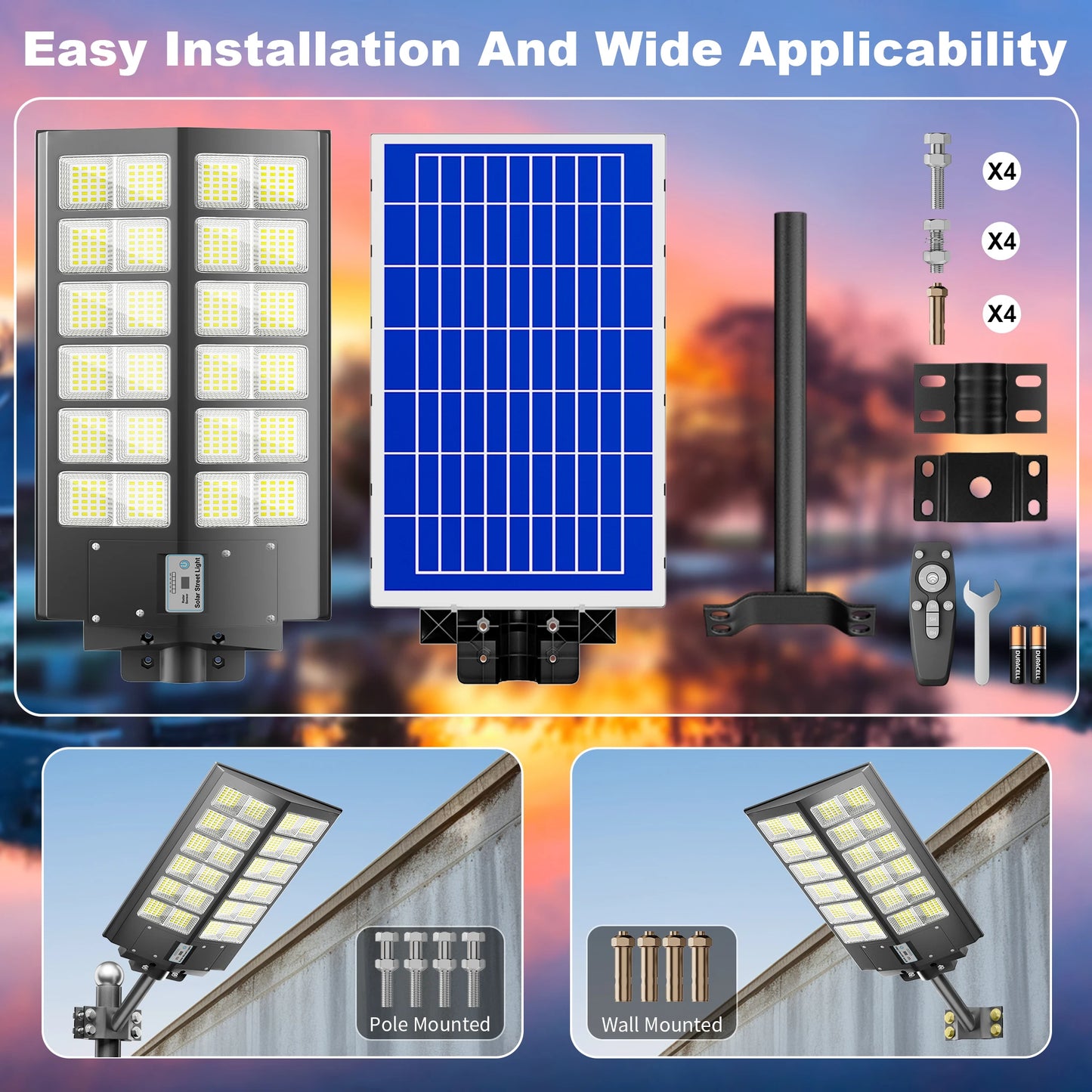 6000-Watt Waterproof Solar Street Lights With Motion Sensor