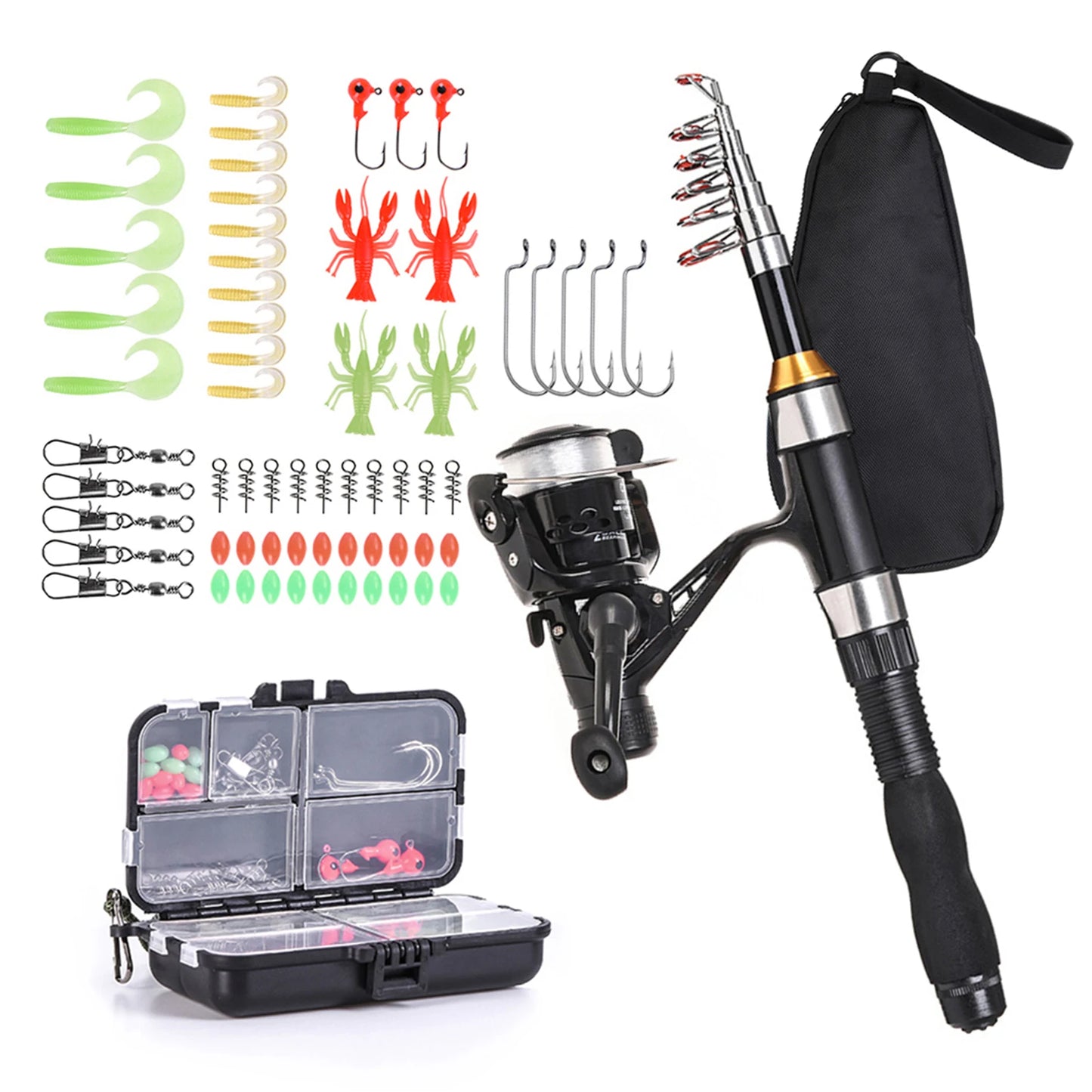 Telescopic Fishing Rod And Spinning Reel Combo With Storage Bag