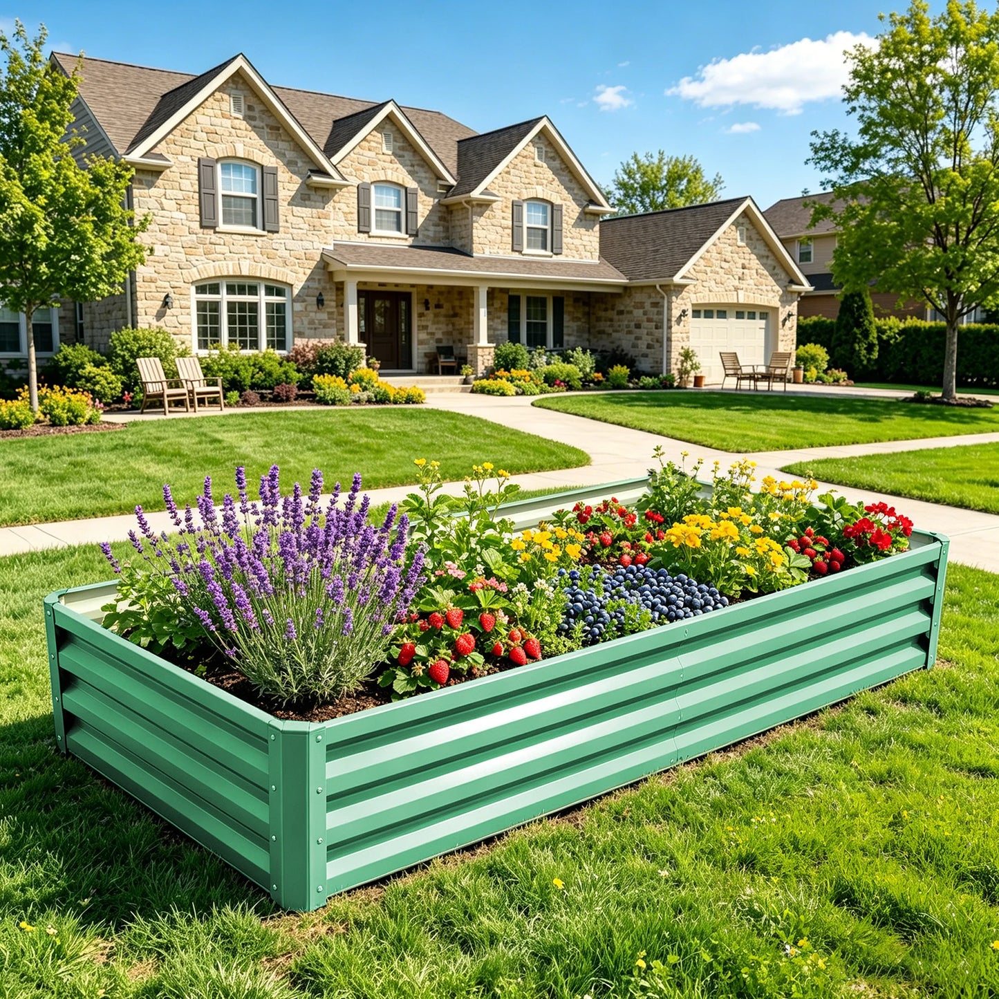 Galvanized Metal Raised Garden Bed Outdoor Planter Box For Vegetables