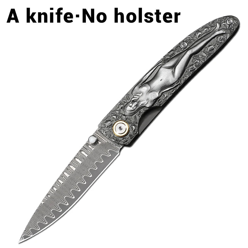 ALVELY Damascus Steel Folding Pocket Knife EDC Utility Knife
