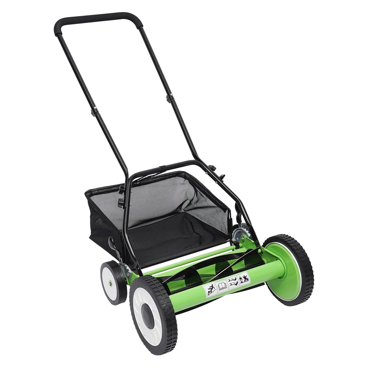 16 Inch Manual Push Reel Lawn Mower 5-Blade Cordless Lawn Mower with 4 Wheels and Removable Grass Catcher for Home Garden Yard