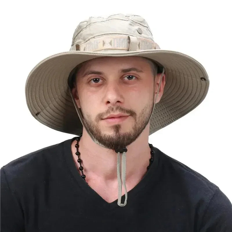Men UV Protection Nylon Bucket Hat For Hiking And Beach