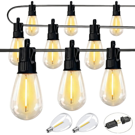 Outdoor String Lights LED Patio-Light - 105Ft/60FT/28FT Outside Waterproof Porch Lights With Shatterproof S14 Bulbs Outside Hanging Light Connectable Lighting For Gazebo Backyard Bistro Pergola And Camping, 2700K