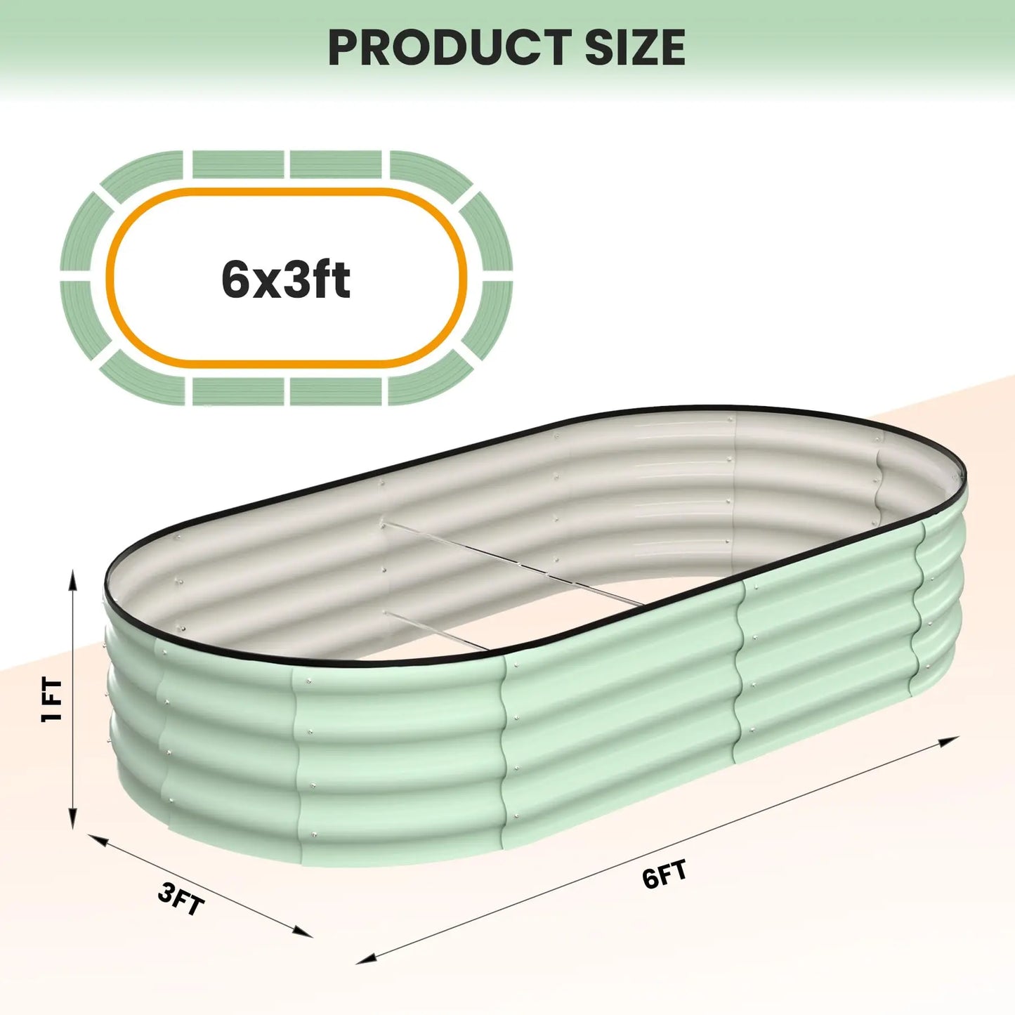 HiMISS 2 Pack Oval Galvanized Steel Raised Garden Beds