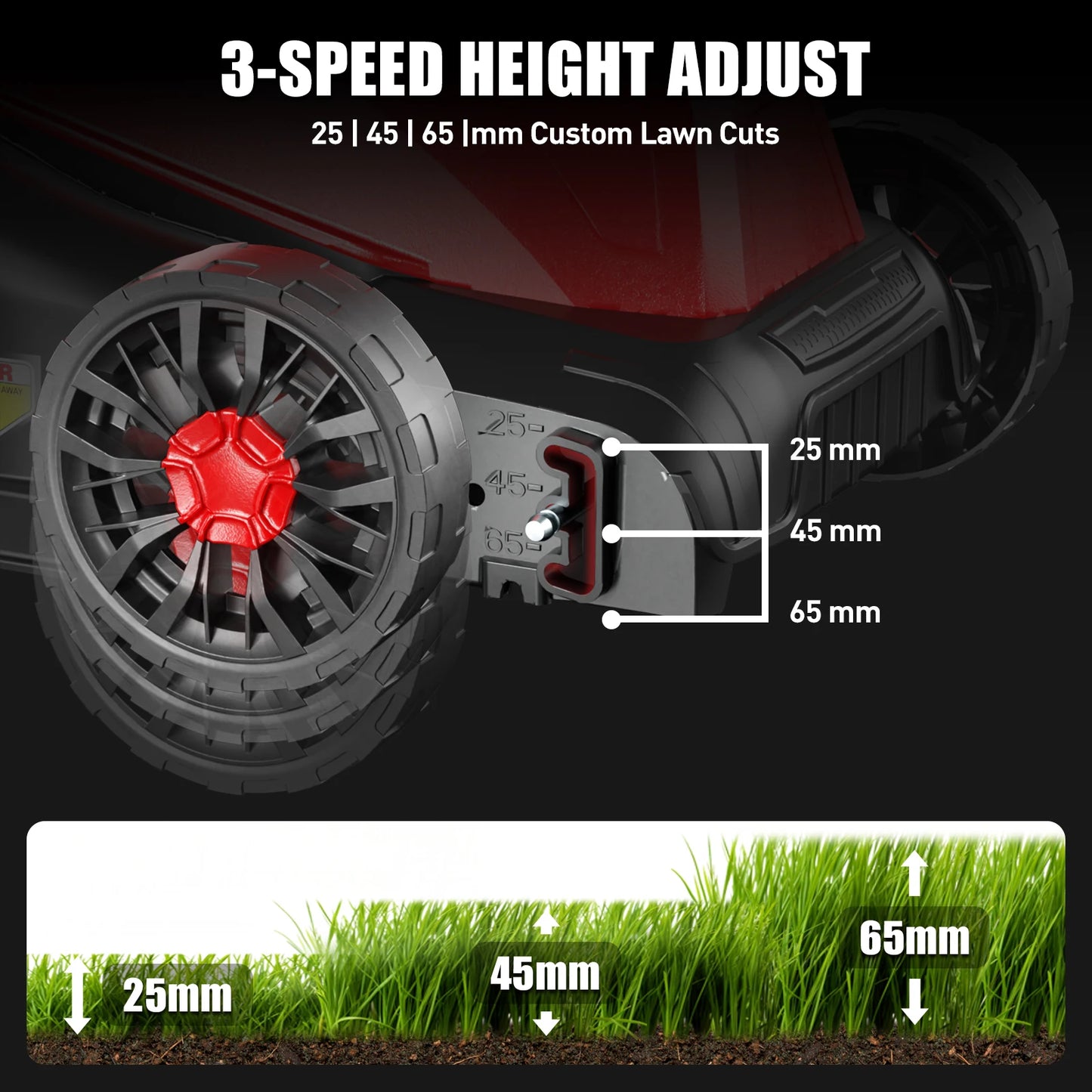 Jetting Corded Electric Lawn Mower 2in1 Mulching 25L Bag Three Position Height
