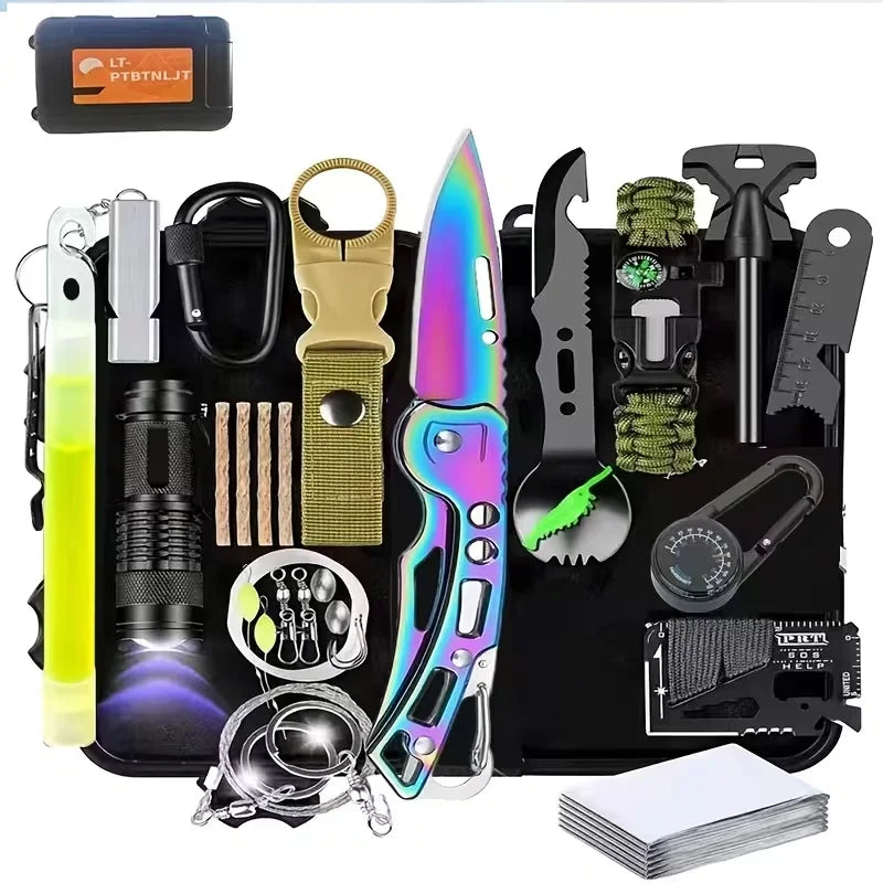 Survival Gear Set With Tactical Tools For Outdoor Camping And Hiking